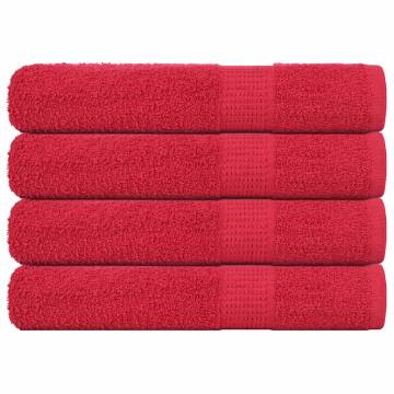  Towels 4 pcs Red 100x200 cm 360 gsm 100% Cotton