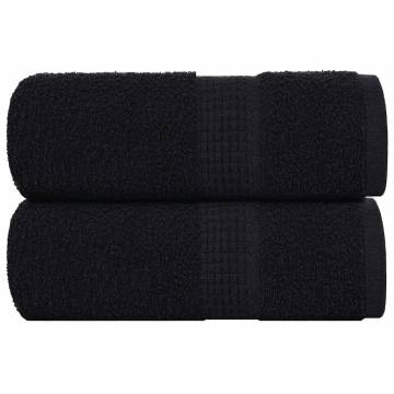  Guest Towels 2 pcs Black 30x50 cm 360 gsm 100% Cotton