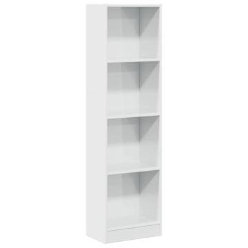  Bookcase High Gloss White 40x24x143 cm Engineered Wood