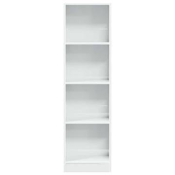  Bookcase High Gloss White 40x24x143 cm Engineered Wood