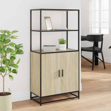  Highboard Sonoma Oak 68x35x139 cm Engineered Wood and Metal