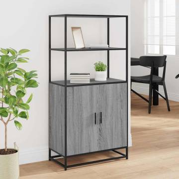  Highboard Grey Sonoma 68x35x139 cm Engineered Wood and Metal