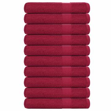  Towels 10 pcs Bordeaux 100x200 cm 360 gsm 100% Cotton