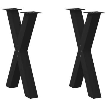  Dining Table Legs X-Shaped 2 pcs Black 50x(72-73) cm Steel