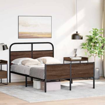  Bed Frame without Mattress 135x190 cm Brown Oak Engineered Wood