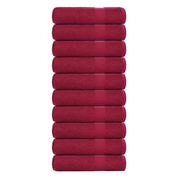  Bath Towels 10 pcs Bordeaux 100x150 cm 360 gsm 100% Cotton