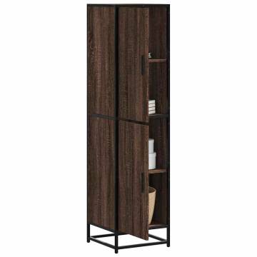  Highboard Brown Oak 35.5x35x139 cm Engineered Wood and Metal