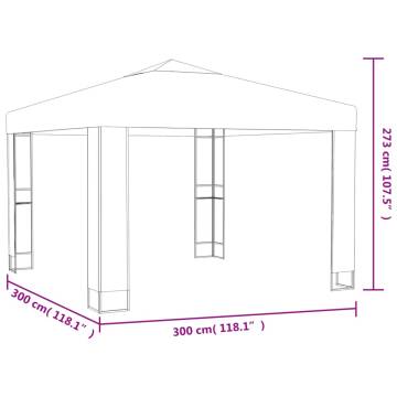  Gazebo with Double Roof&LED String Lights 3x3x2.7 m Taupe