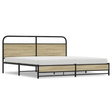  Metal Bed Frame without Mattress Sonoma Oak 200x200 cm