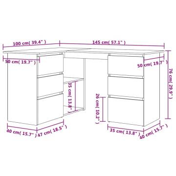  Corner Desk Artisan Oak 145x100x76 cm Engineered Wood