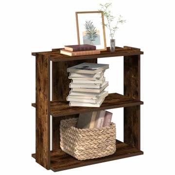  Bookcase 3-Tier Smoked Oak 60x30x60 cm Engineered Wood