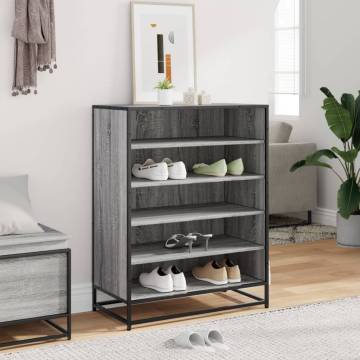  Shoe Cabinet Grey Sonoma 75x38x97.5 cm Engineered Wood and Metal