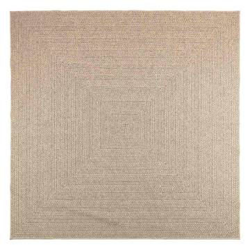  Rug ZIZUR Beige 240x240 cm Jute Look Indoor and Outdoor