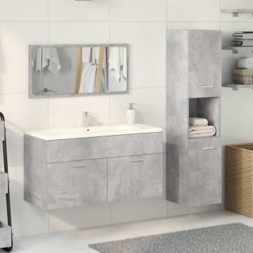  3 Piece Bathroom Furniture Set Concrete Grey Engineered Wood