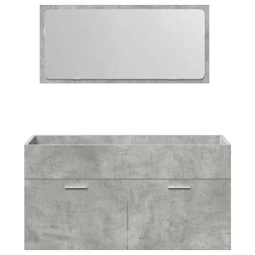  3 Piece Bathroom Furniture Set Concrete Grey Engineered Wood