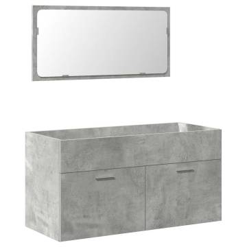  3 Piece Bathroom Furniture Set Concrete Grey Engineered Wood