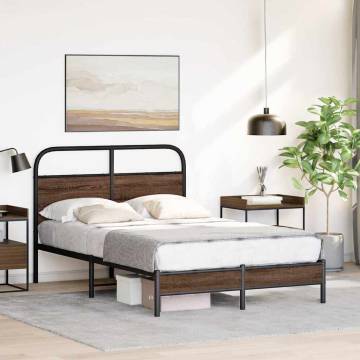  Bed Frame without Mattress 135x190 cm Double Brown Oak Engineered Wood