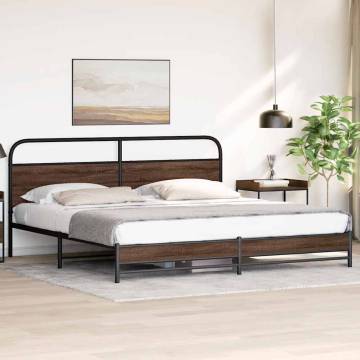  Metal Bed Frame without Mattress Brown Oak 183x213 cm