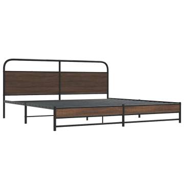  Metal Bed Frame without Mattress Brown Oak 200x200 cm