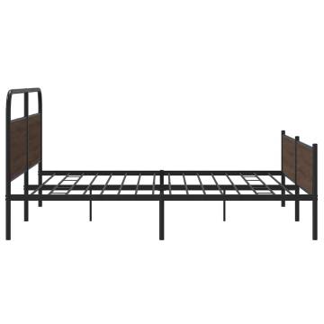  Metal Bed Frame without Mattress Brown Oak 183x213 cm