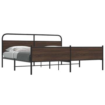  Metal Bed Frame without Mattress Brown Oak 200x200 cm