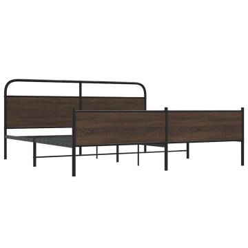  Metal Bed Frame without Mattress Brown Oak 200x200 cm