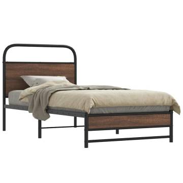  Bed Frame without Mattress 90x200 cm Brown Oak Engineered Wood