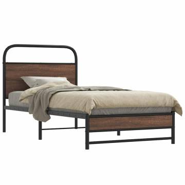  Bed Frame without Mattress 100x200 cm Brown Oak Engineered Wood