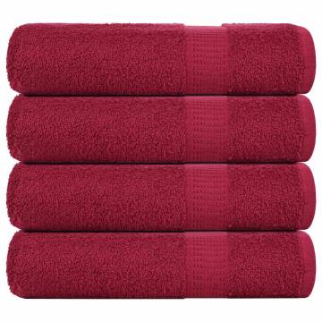  Shower Towels 4 pcs Bordeaux 70x140 cm 360 gsm 100% Cotton