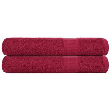  Towels 2 pcs Bordeaux 100x200 cm 360 gsm 100% Cotton