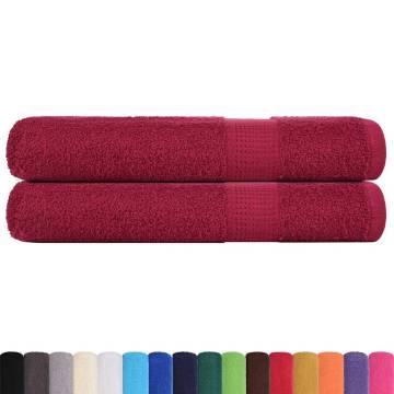  Towels 2 pcs Bordeaux 100x200 cm 360 gsm 100% Cotton