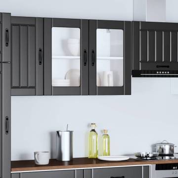  Kitchen Wall Cabinet with Glass Door Lucca Black Engineered Wood