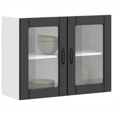  Kitchen Wall Cabinet with Glass Door Lucca Black Engineered Wood