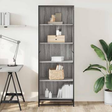  Bookcase Grey Sonoma 60x35x170.5 cm Engineered Wood