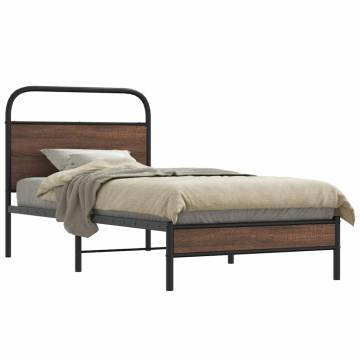  Bed Frame without Mattress 90x200 cm Brown Oak Engineered Wood