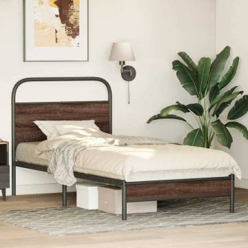  Bed Frame without Mattress 107x203 cm Brown Oak Engineered Wood