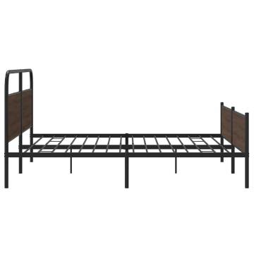  Metal Bed Frame without Mattress Brown Oak 180x200 cm Super King