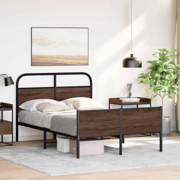  Bed Frame without Mattress 120x190 cm Brown Oak Engineered Wood