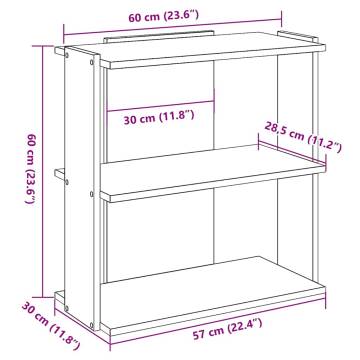  Bookcase 3-Tier Sonoma Oak 60x30x60 cm Engineered Wood