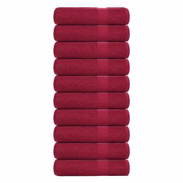  Shower Towels 10 pcs Bordeaux 70x140 cm 360 gsm 100% Cotton