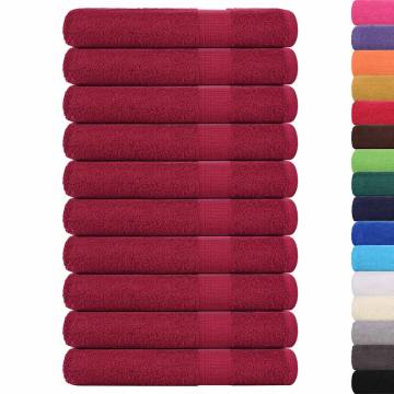  Sauna Towels 10 pcs Bordeaux 80x200 cm 360 gsm 100% Cotton