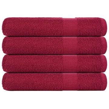  Towels 4 pcs Bordeaux 100x200 cm 360 gsm 100% Cotton