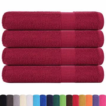  Towels 4 pcs Bordeaux 100x200 cm 360 gsm 100% Cotton