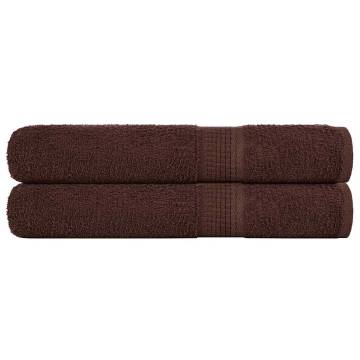  Towels 2 pcs Brown 100x200 cm 360 gsm 100% Cotton