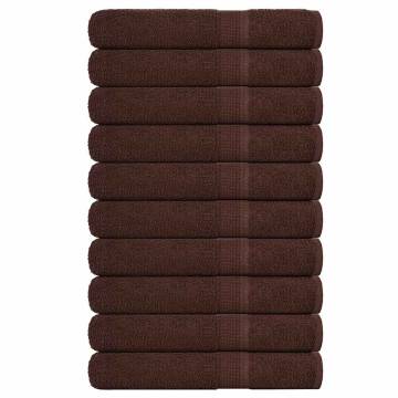  Towels 10 pcs Brown 100x200 cm 360 gsm 100% Cotton