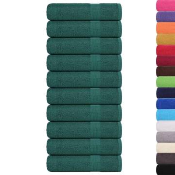  Bath Towels 10 pcs Green 100x150 cm 360 gsm 100% Cotton