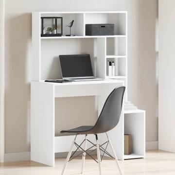  Desk with Shelves White 100x45x140 cm Engineered Wood