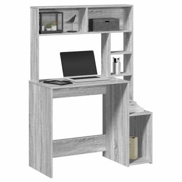  Desk with Shelves Grey Sonoma 100x45x140 cm Engineered Wood