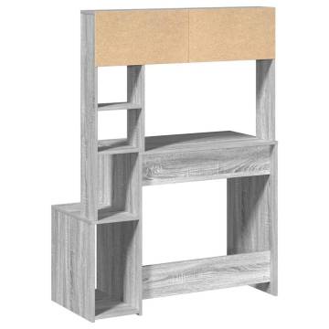  Desk with Shelves Grey Sonoma 100x45x140 cm Engineered Wood