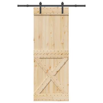  Sliding Door with Hardware Set 85x210 cm Solid Wood Pine